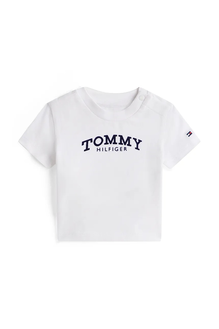 Levně Kojenecké tričko Tommy Hilfiger bílá barva, s aplikací, KN0KN02146