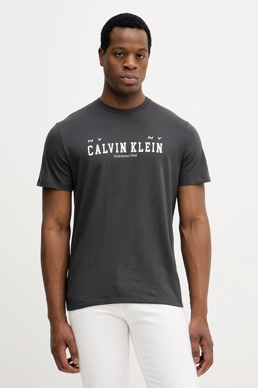 Levně Bavlněné tričko Calvin Klein Jeans pánské, černá barva, s potiskem, LV14RE817G