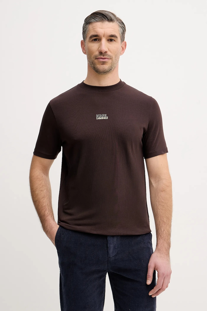 Karl Lagerfeld tricou culoarea maro, uni, 561235.755034