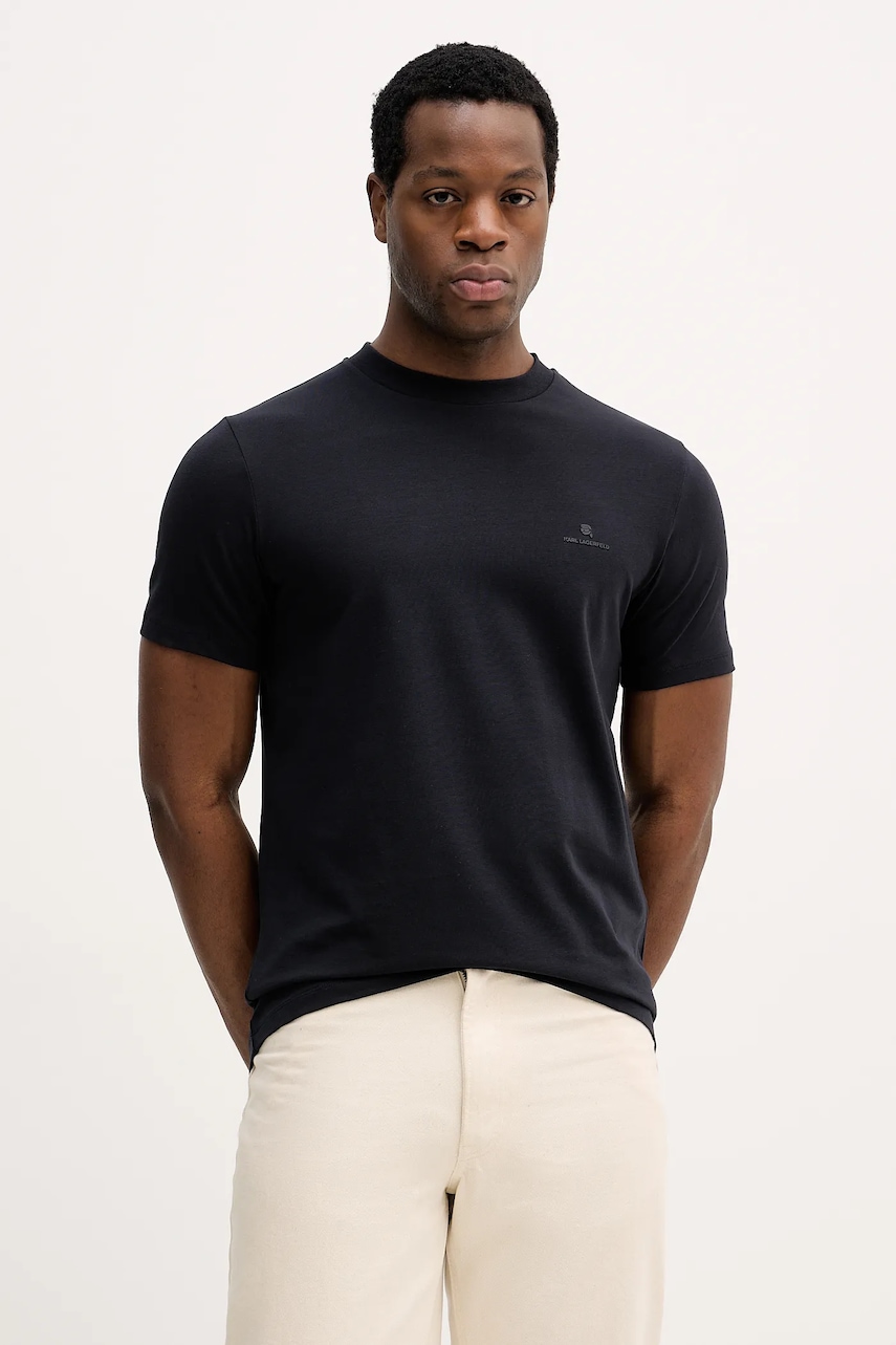 Karl Lagerfeld tricou culoarea bleumarin, uni, 561221.755054