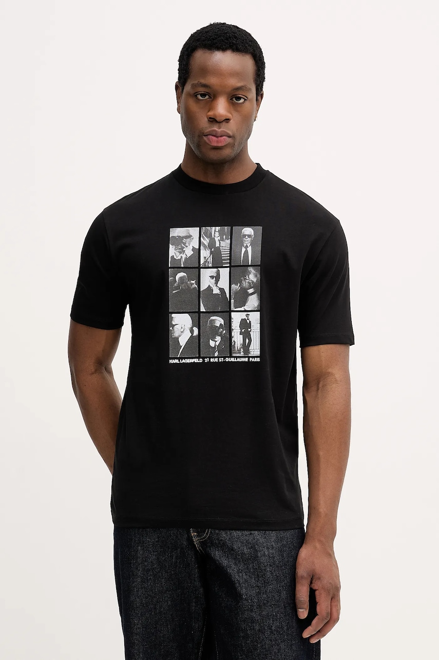 Karl Lagerfeld tricou din bumbac culoarea negru, cu imprimeu, 561225.755149