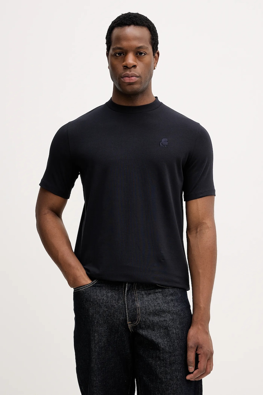 Karl Lagerfeld tricou culoarea bleumarin, cu imprimeu, 561221.755750