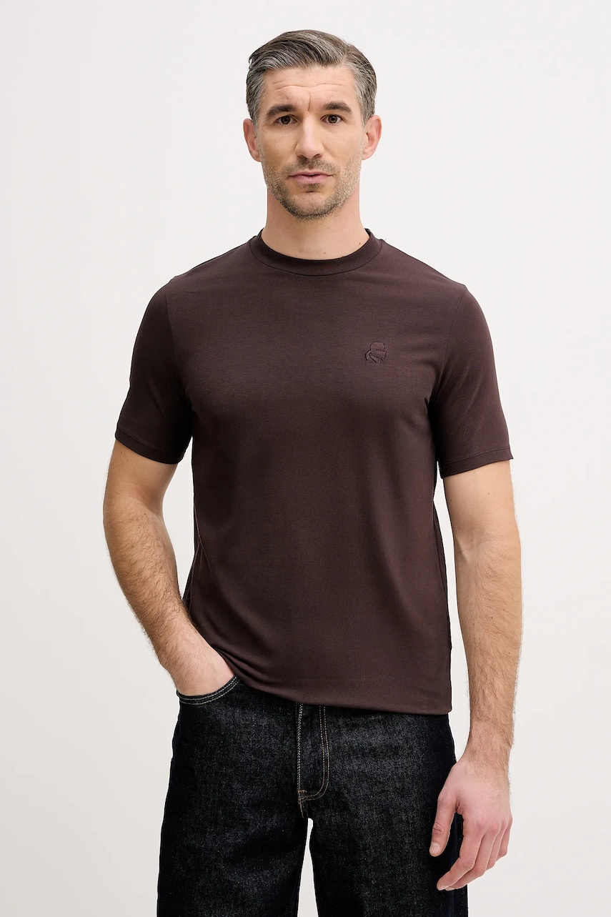 Karl Lagerfeld tricou culoarea maro, cu imprimeu, 561221.755750