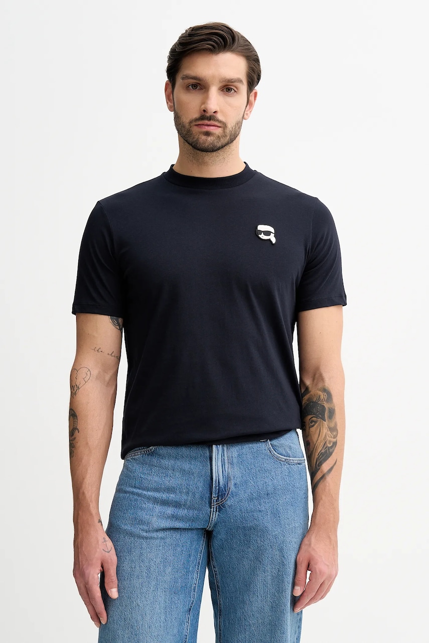 Karl Lagerfeld tricou din bumbac culoarea bleumarin, uni, 561224.755710
