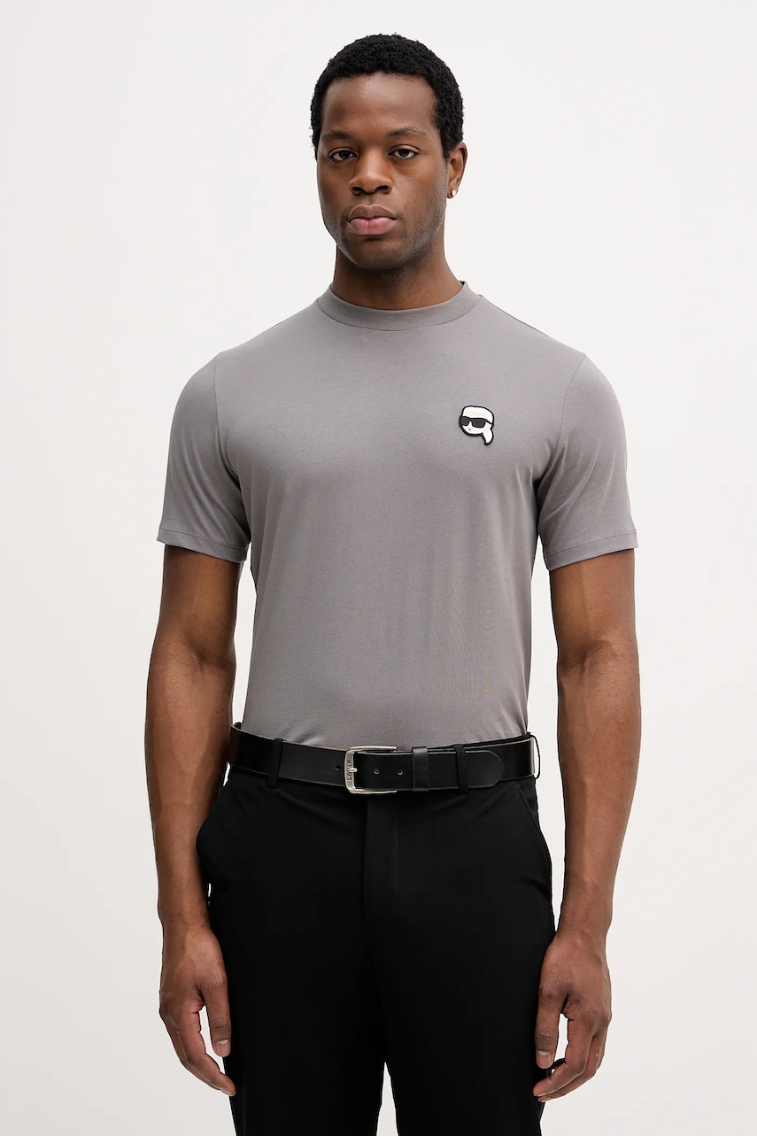 Karl Lagerfeld tricou din bumbac culoarea gri, uni, 561224.755710