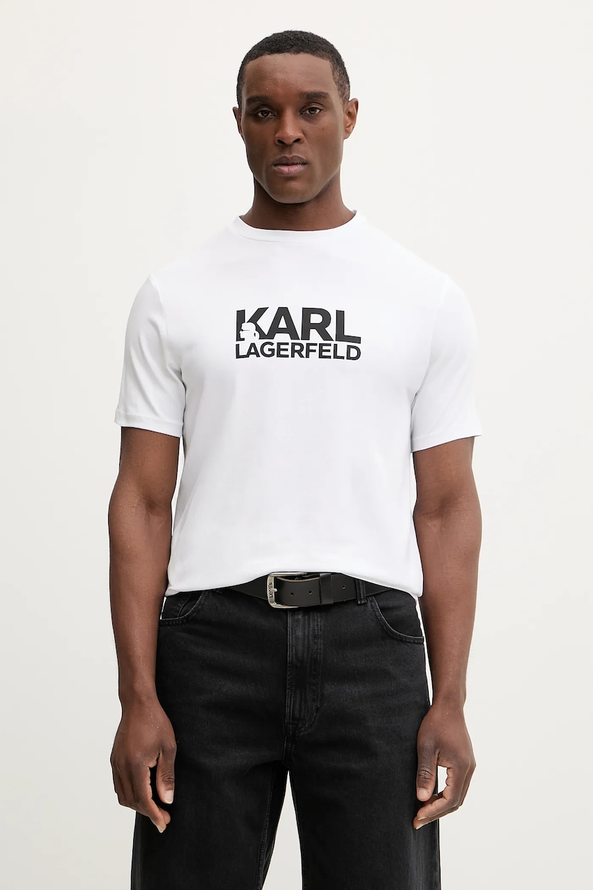 Karl Lagerfeld tricou din bumbac culoarea alb, cu imprimeu, 561235.755780