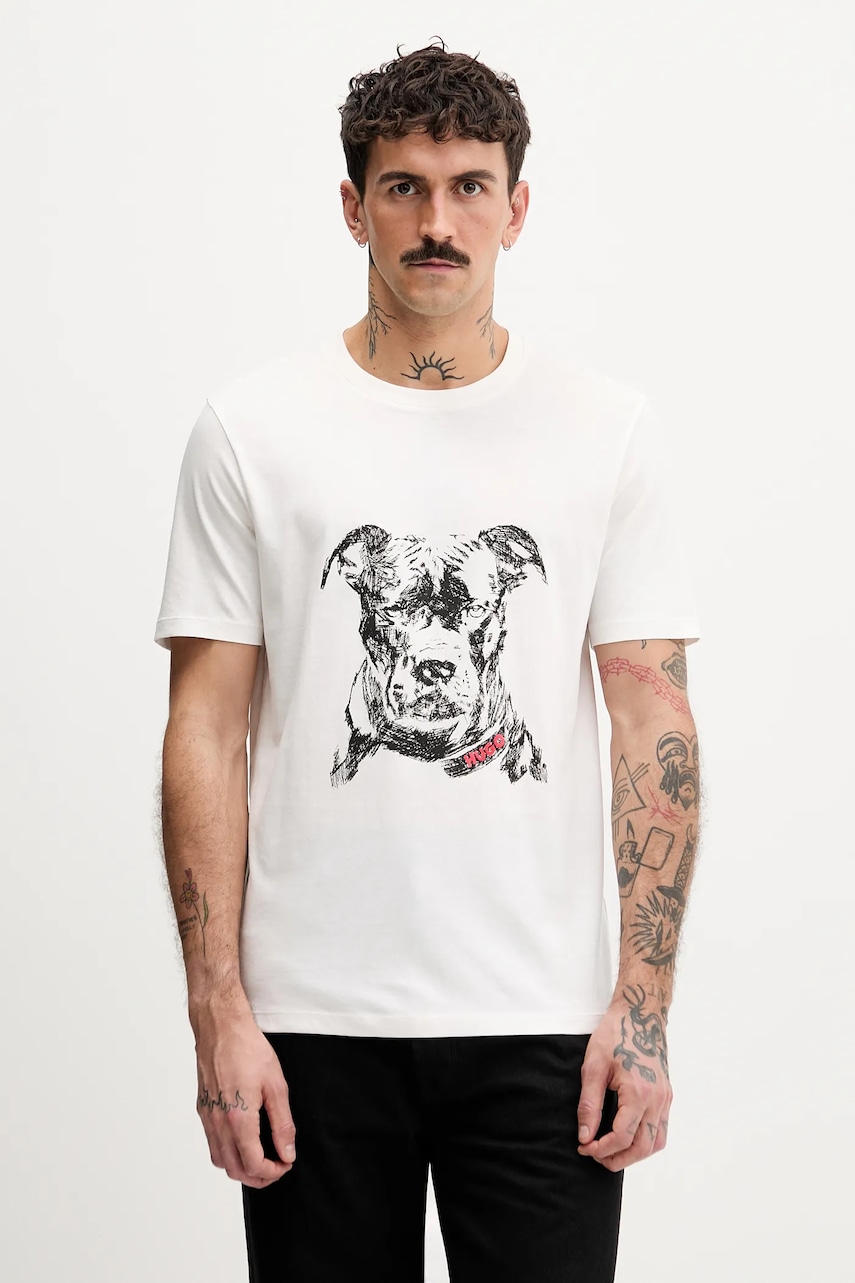 HUGO tricou din bumbac culoarea alb, modelator, 50553779