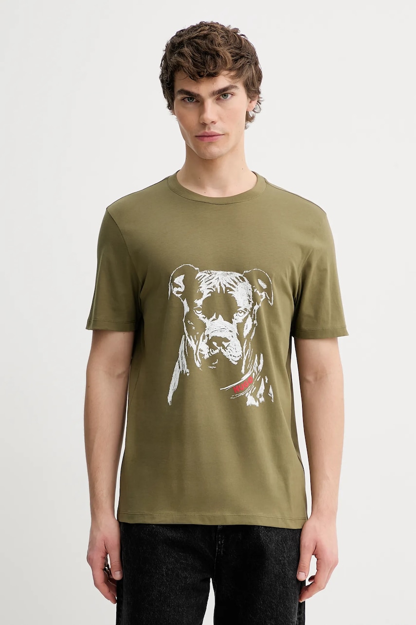 HUGO tricou din bumbac culoarea verde, modelator, 50553779