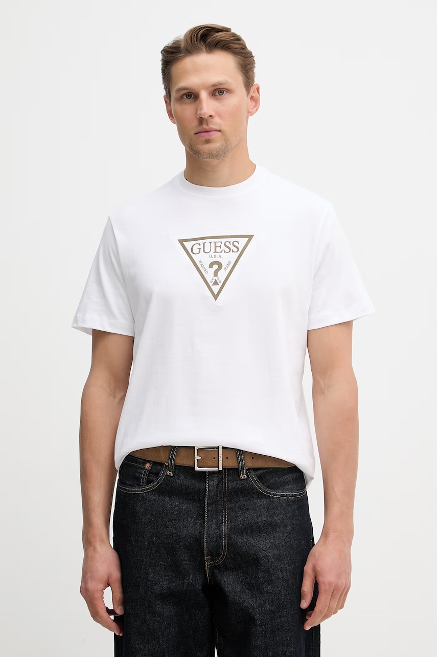 Βαμβακερό μπλουζάκι Guess TERRY