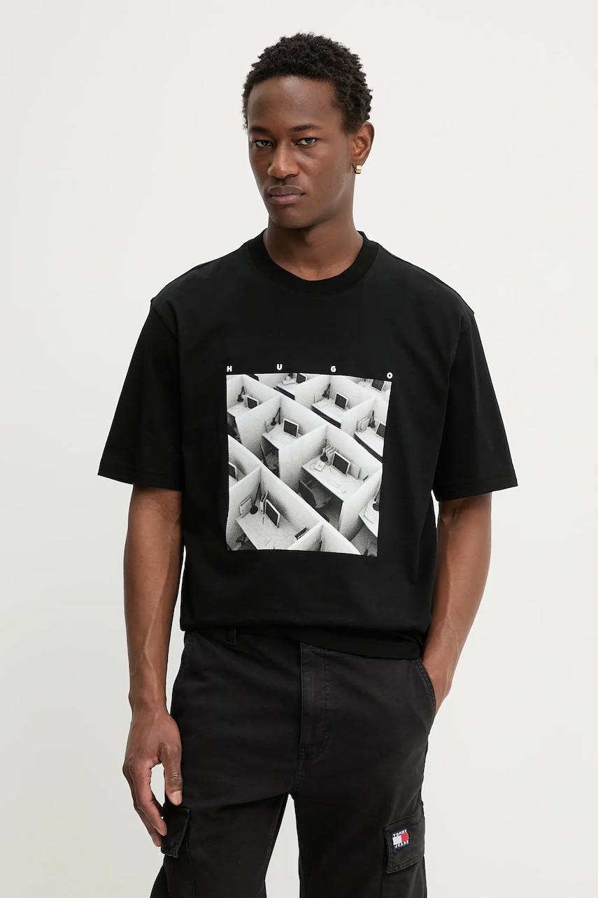 Βαμβακερό μπλουζάκι HUGO Dodger Mett-Valentine