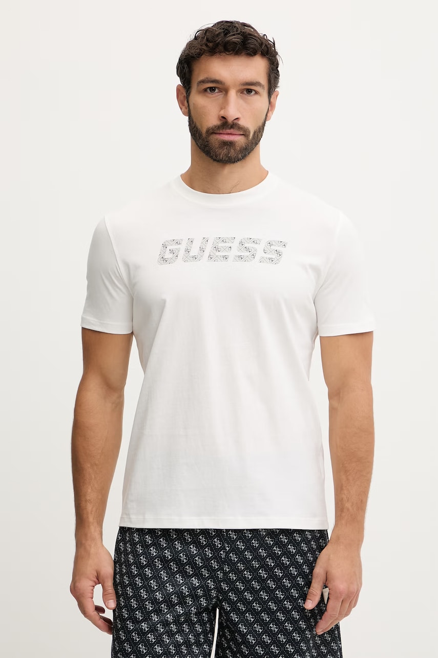 Βαμβακερό μπλουζάκι Guess MASKA