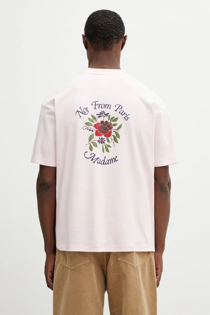 Βαμβακερό μπλουζάκι Drôle de Monsieur Slogan Rose