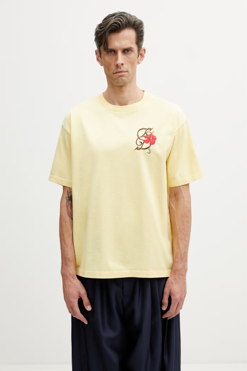 Drôle de Monsieur D Hibiscus Broddée t-shirt bawełniany męski