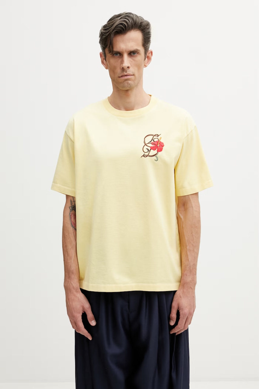 Drôle de Monsieur D Hibiscus Broddée t-shirt bawełniany męski