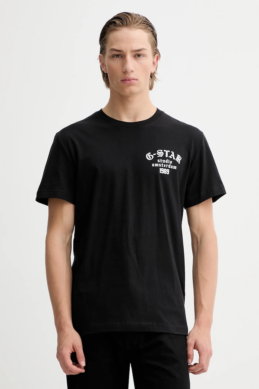 G-Star tricou din bumbac culoarea negru, cu imprimeu, D26862-336