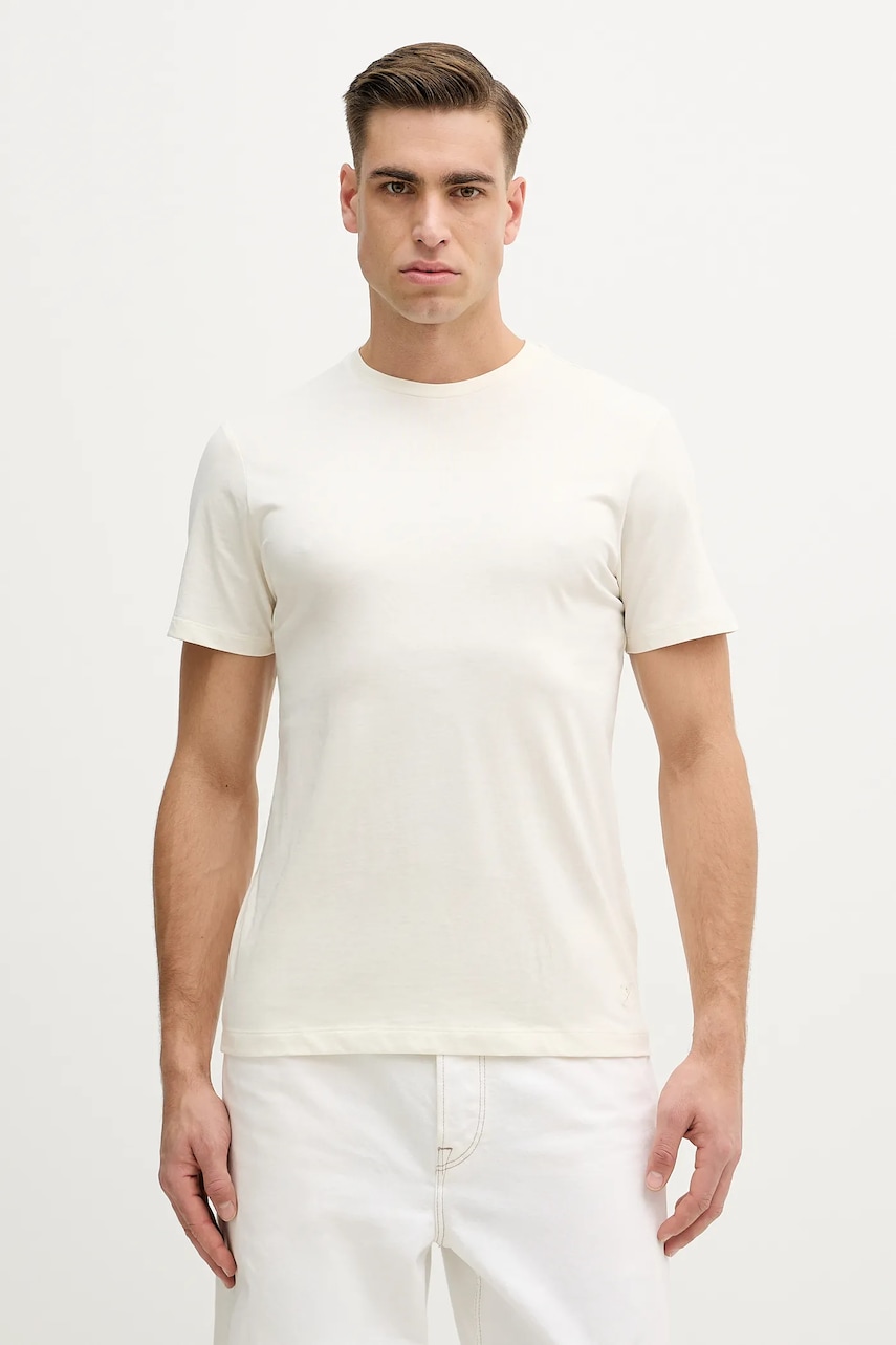 Hackett London tricou din bumbac culoarea bej, uni, HM5000056