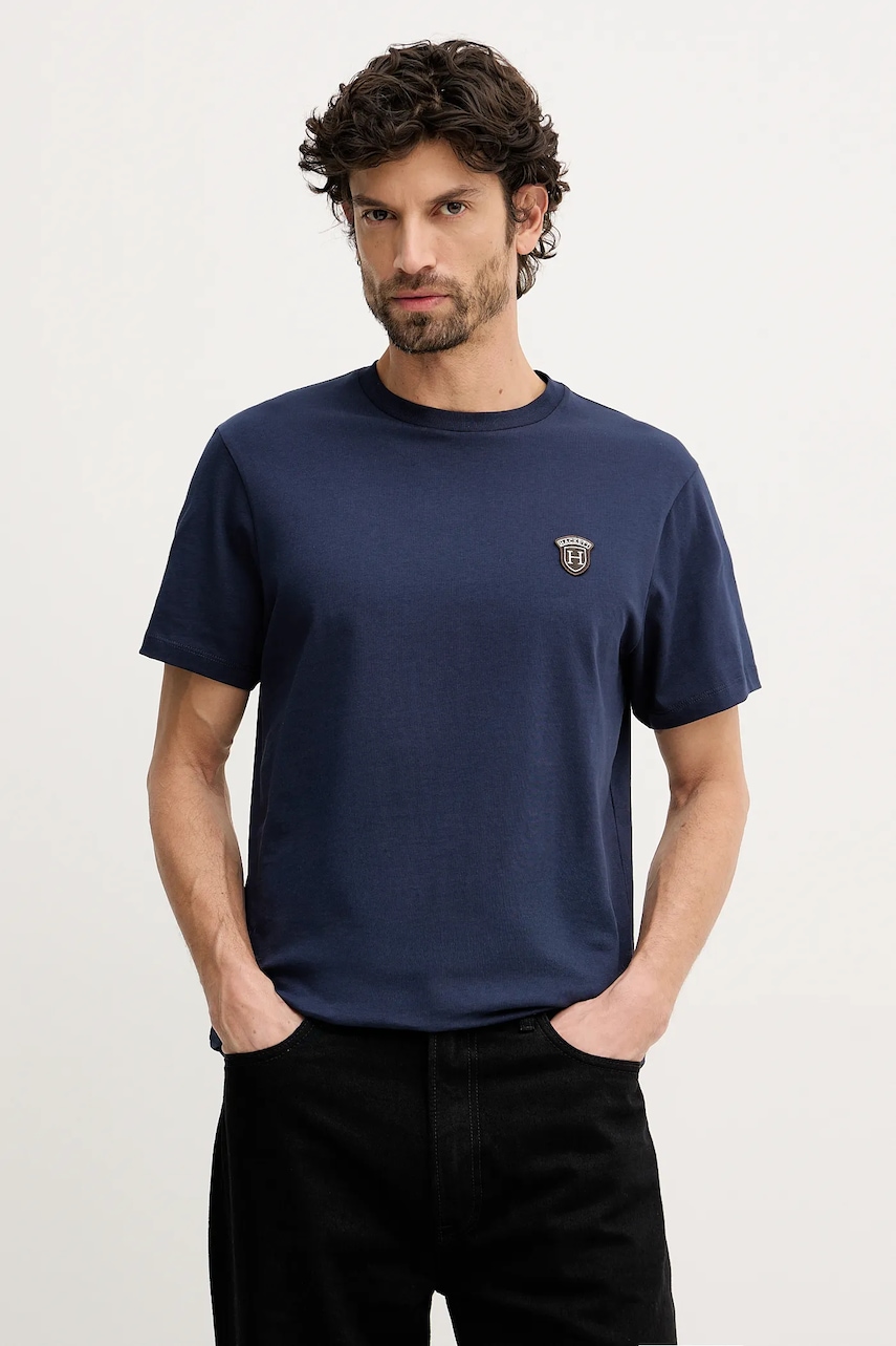 Hackett London tricou din bumbac culoarea bleumarin, uni, HM5000063