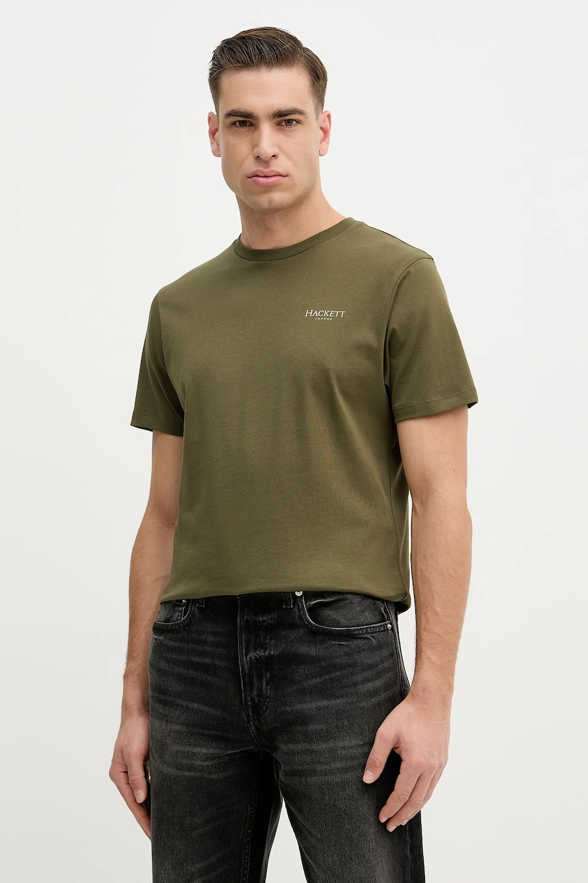 Hackett London tricou din bumbac culoarea verde, cu imprimeu, HM5000067