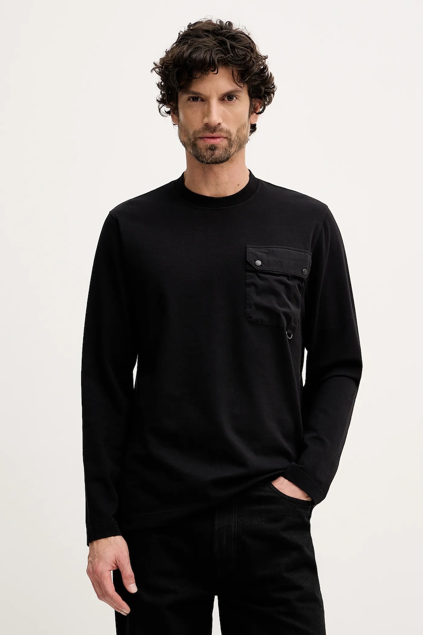 Barbour longsleeve culoarea negru, uni, MTS1542