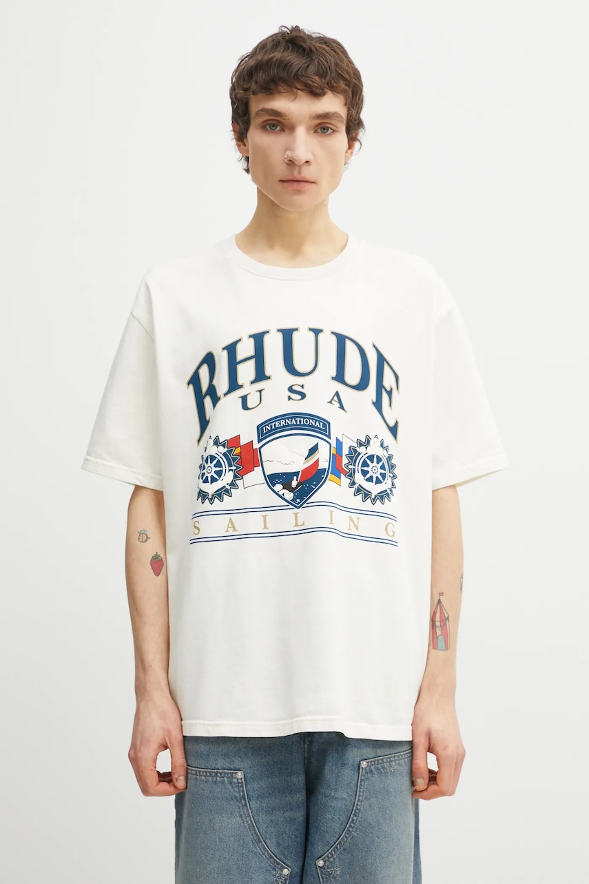 RHUDE t-shirt bawełniany USA Sailing Icon