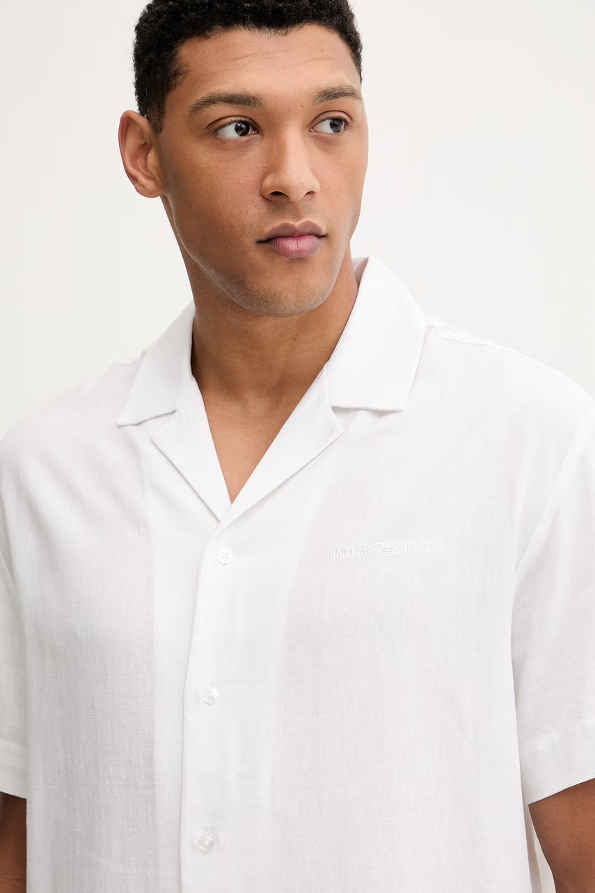 Košile s příměsí lnu Emporio Armani Underwear (obrázek 4)