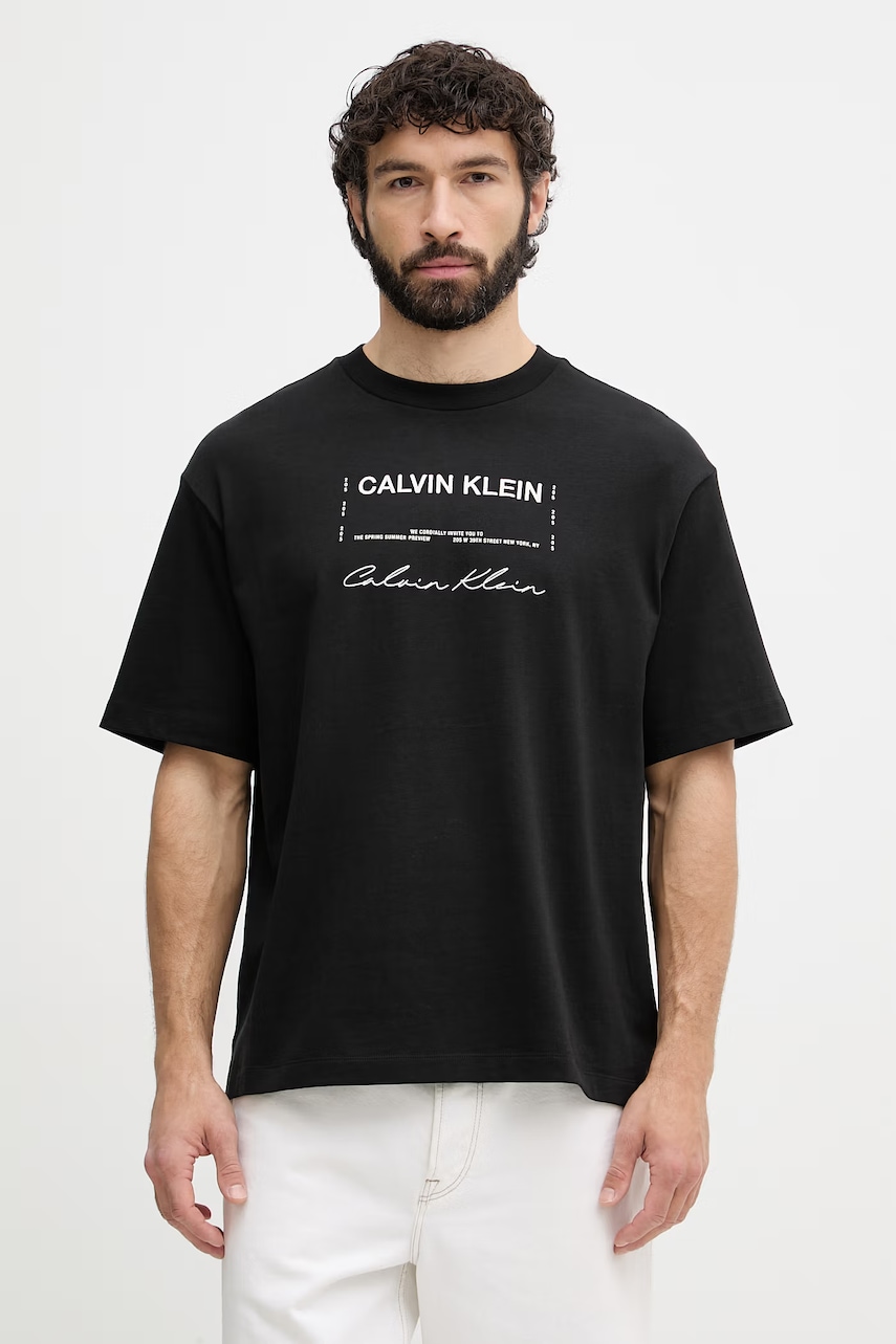 Calvin Klein Jeans t-shirt ανδρικό βαμβακερό LV04RE827G μαύρο L,S,2XL,M,XL