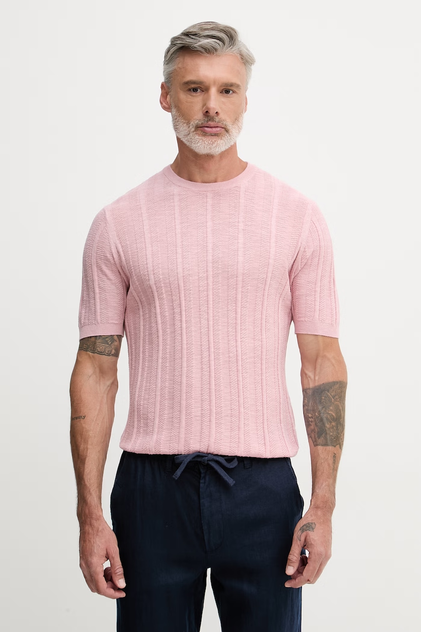 United Colors of Benetton tricou tricotat pentru bărbați, cu amestec de in