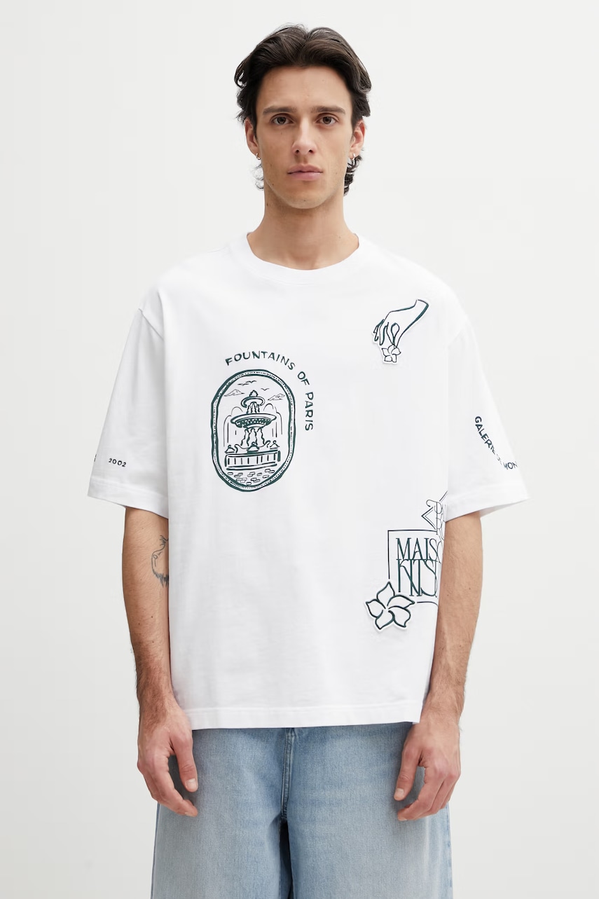 Maison Kitsuné Art Nouveau Stamps t-shirt oversize bawełniany męski