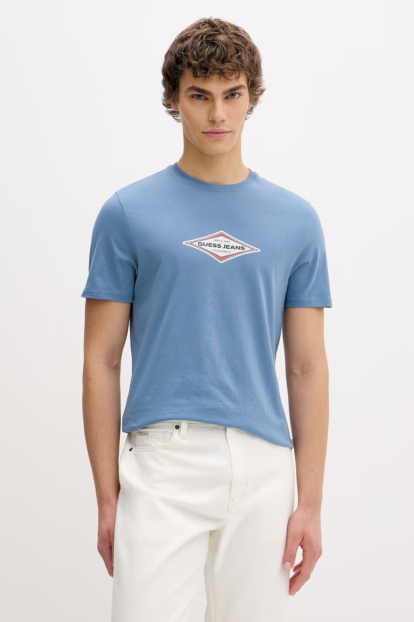 Βαμβακερό μπλουζάκι Guess Jeans