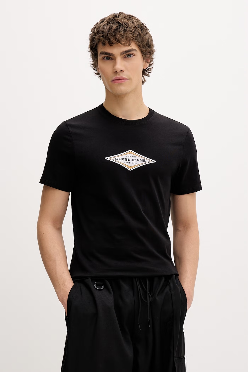 Βαμβακερό μπλουζάκι Guess Jeans