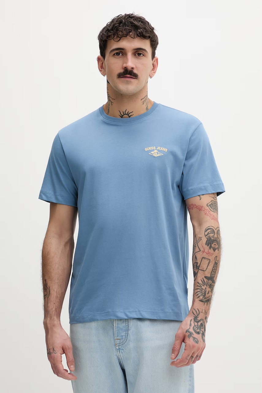 Levně Guess Jeans tričko pánské bavlněné