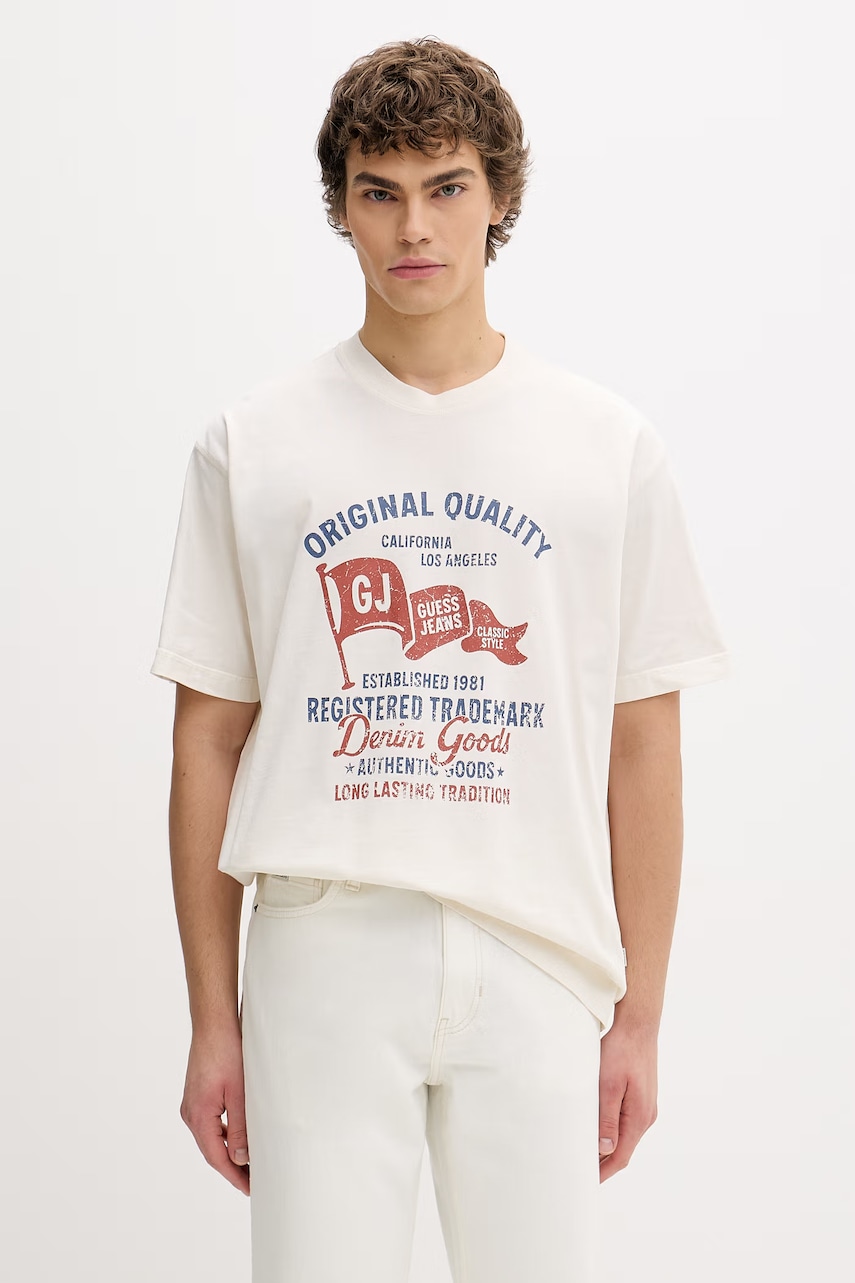 Βαμβακερό μπλουζάκι Guess Jeans