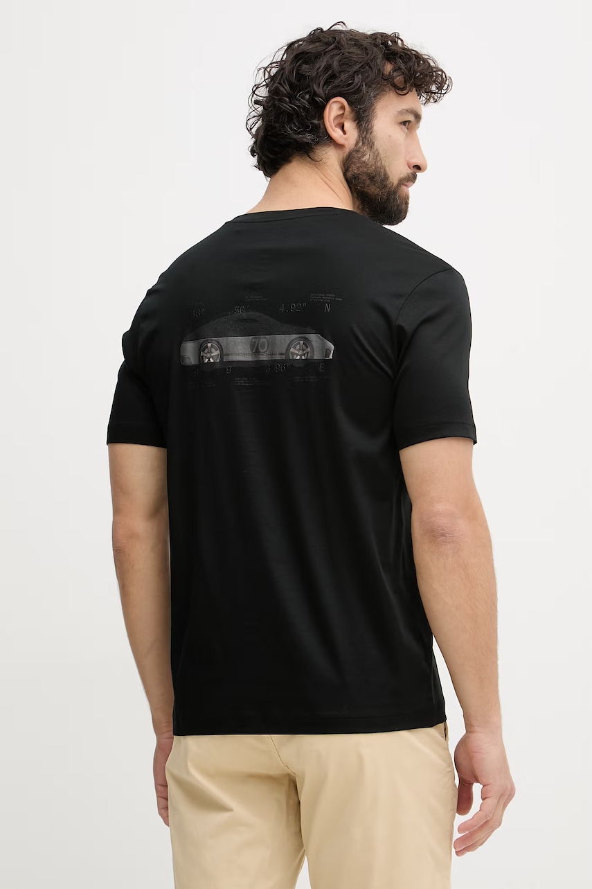 BOSS Green t-shirt ανδρικός βαμβακερός BOSS X PORSCHE 50561856 μαύρο L,XXL,S,M,XL