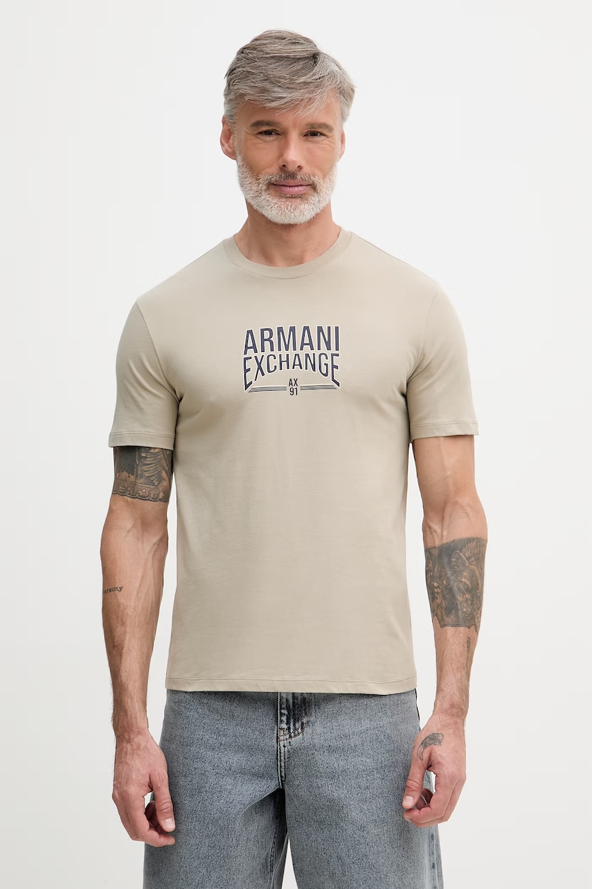 Lacno Pánske bavlnené tričko Armani Exchange