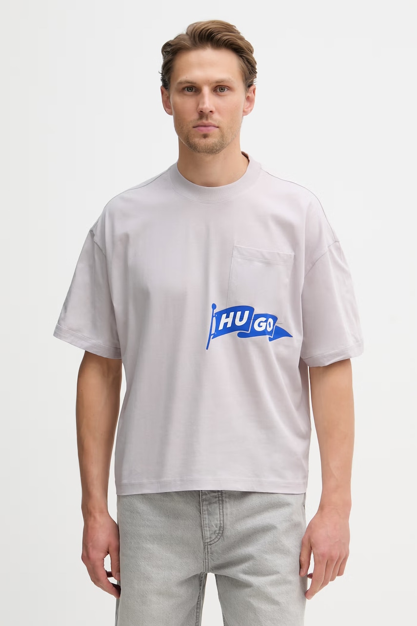 HUGO Blue T-shirt Ανδρικό Βαμβακερό Nohacrop 50556406 μωβ L,XXL,M,XL,S