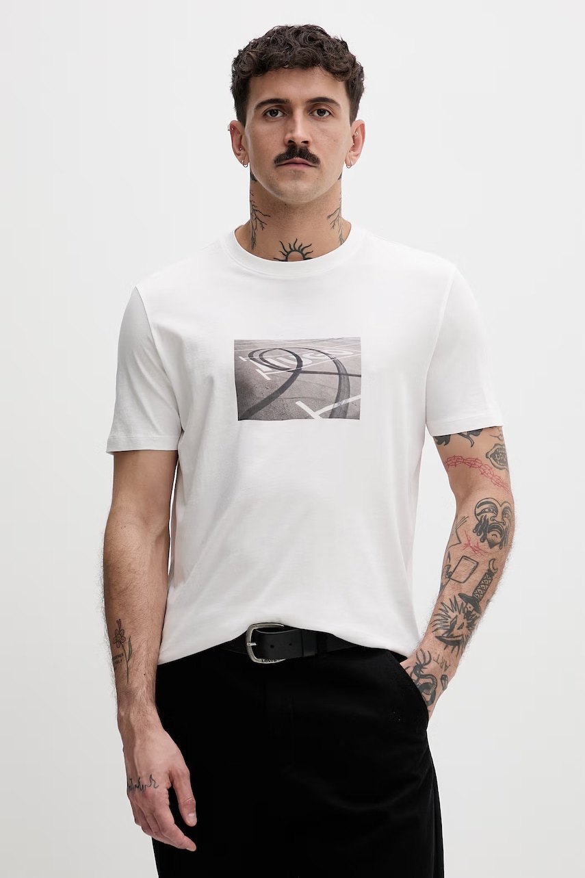 HUGO t-shirt Ανδρικό βαμβακερό Dostino