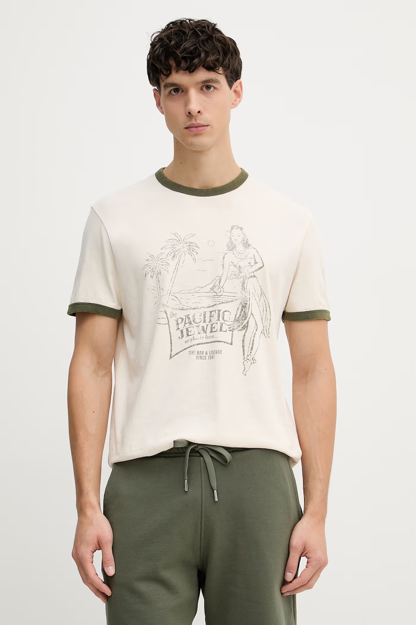 Guess t-shirt ανδρικό βαμβακερό M6GI32.K3309 μπεζ L,M,S,XL,XXL