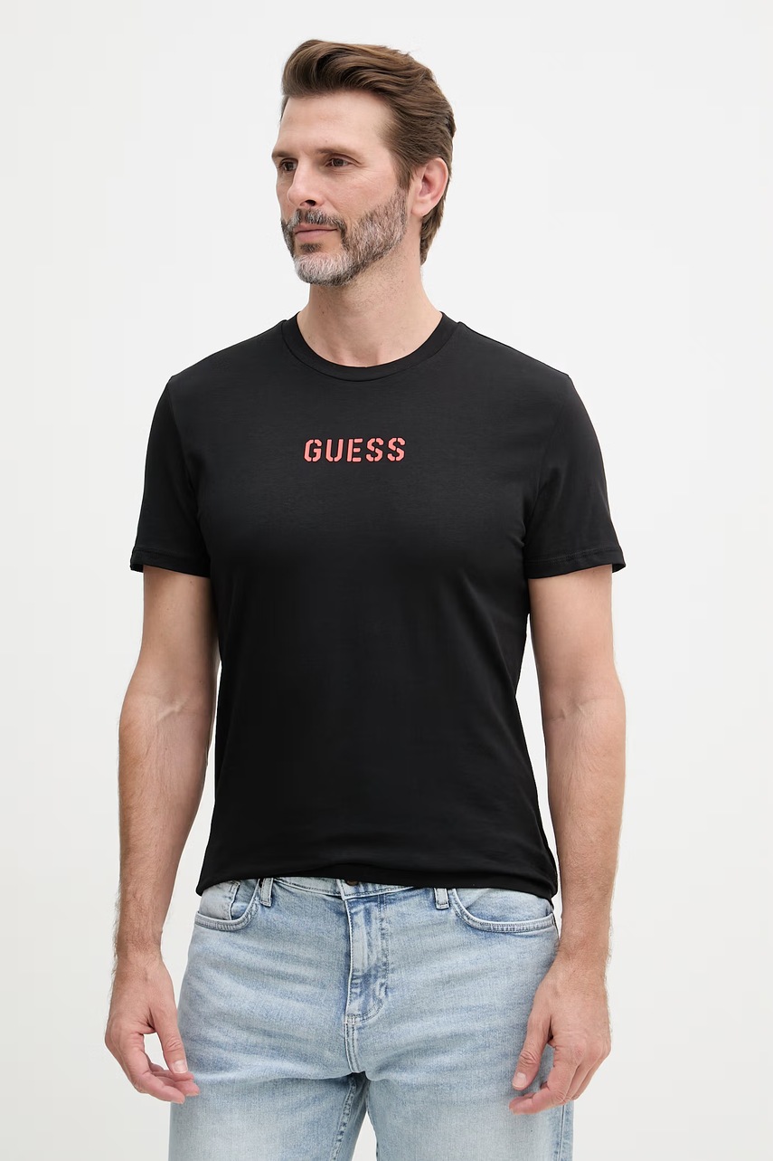 Guess tričko pánske bavlnené s elastanom EVAN