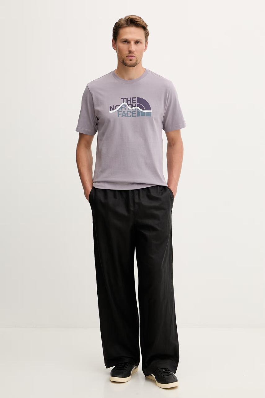 The North Face t-shirt ανδρικό βαμβακερό MOUNTAIN LINE φωτογραφία