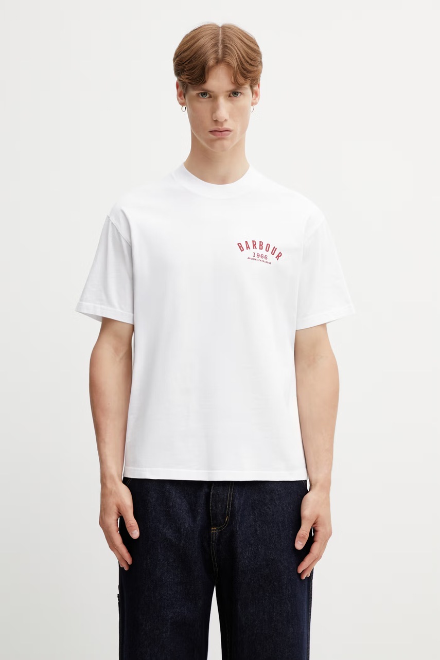 Barbour MTS1576WH11 t-shirt męski bawełniany (zdjęcie 3)