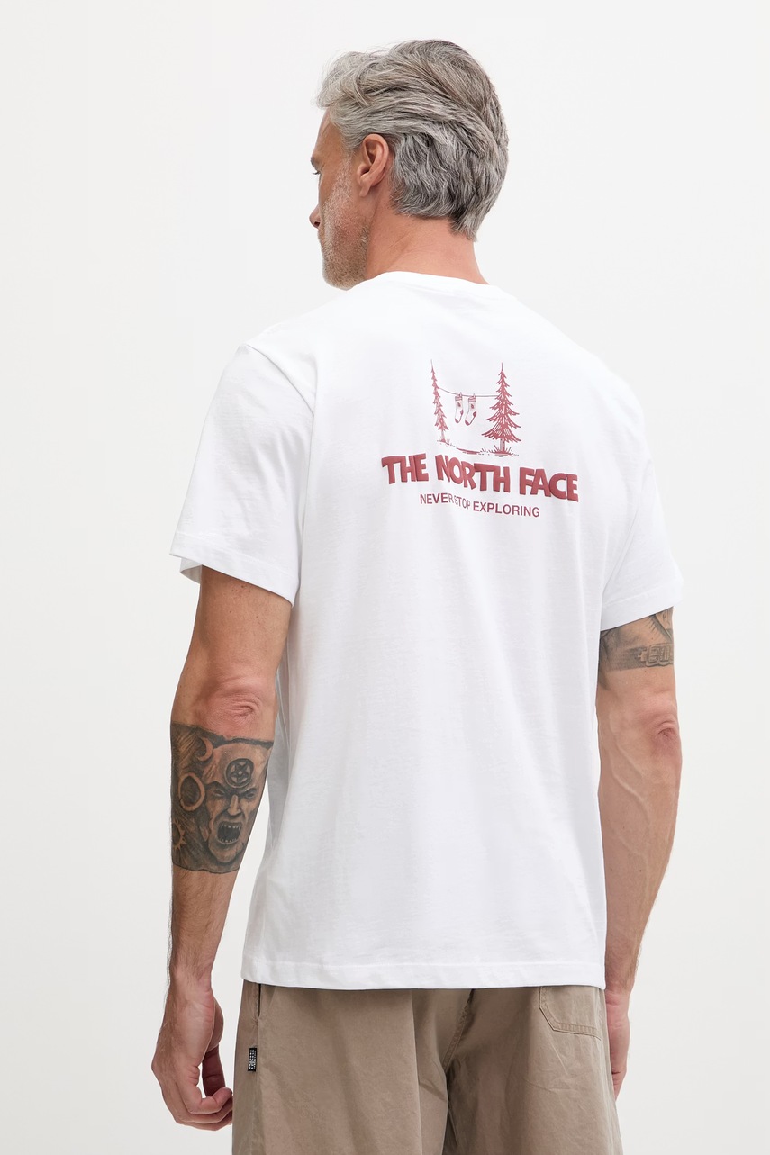 The North Face t-shirt ανδρικό βαμβακερό CAMPING RELAXED NF0A8GQMFN41 λευκό L,XL,XXL,S,M