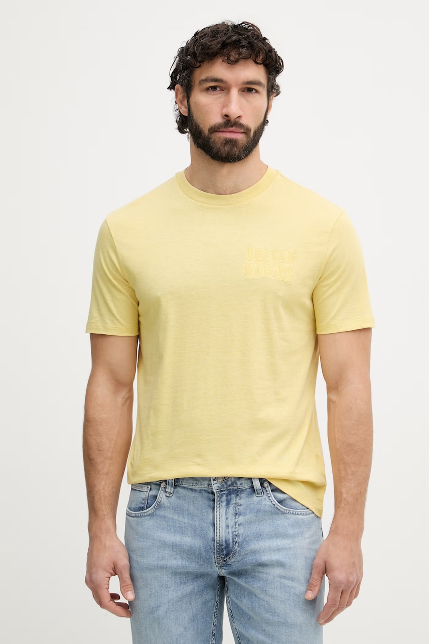 United Colors of Benetton t-shirt ανδρικό βαμβακερό 3UWFU10BV κίτρινο L,XXL,S,M,XL