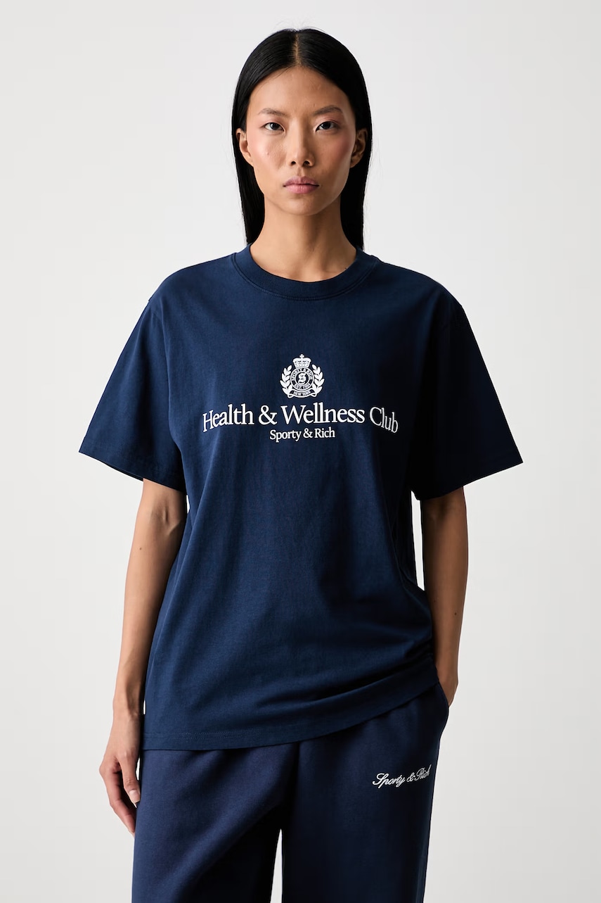 Sporty & Rich H&W Crest T-shirt bawełniany