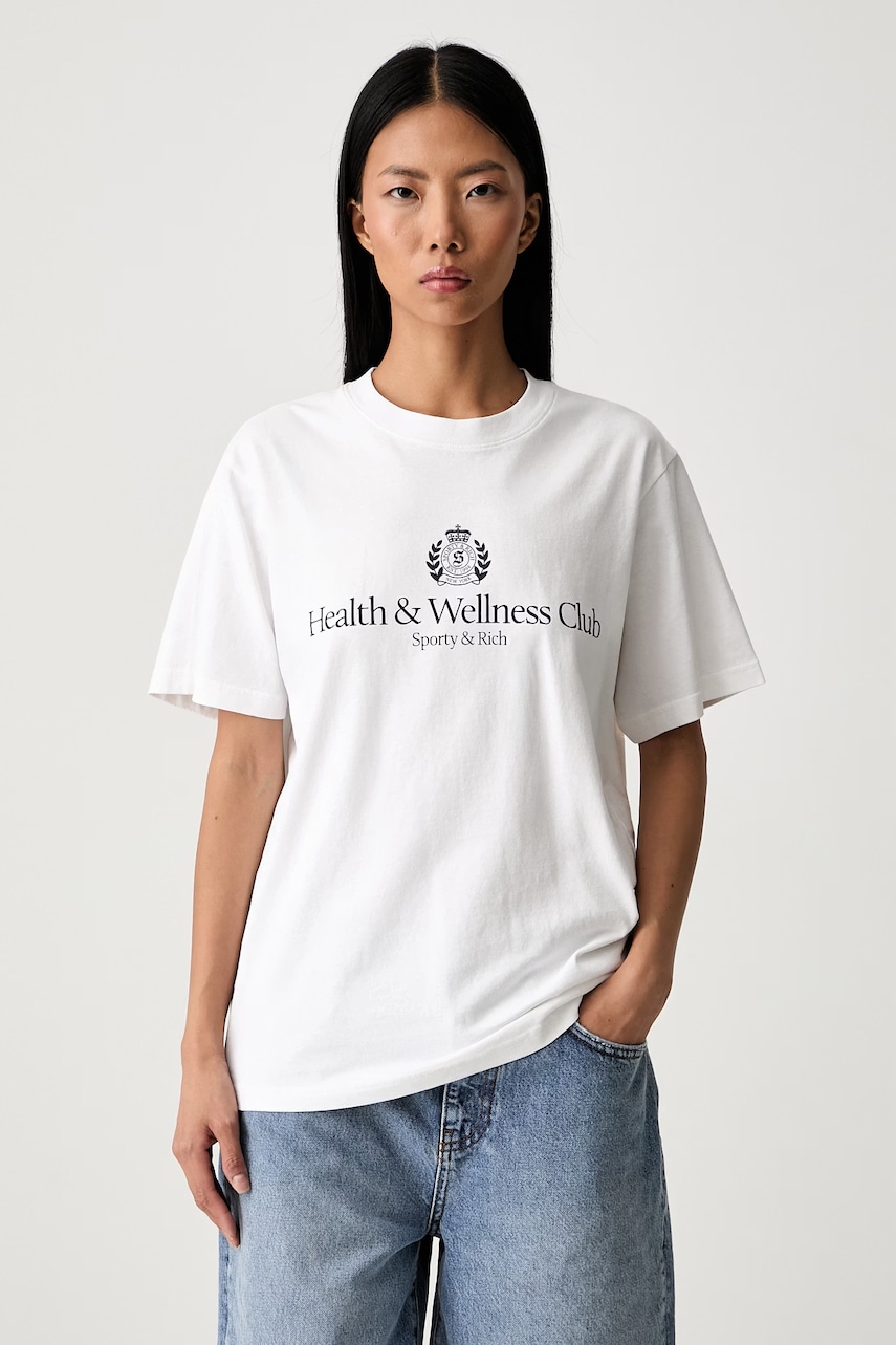 Sporty & Rich H&W Crest T-shirt bawełniany