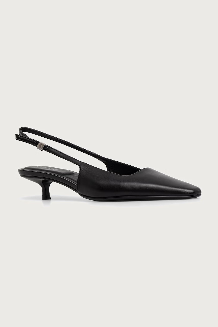 Calvin Klein cipele s potpeticom od kože KITTEN HEEL SLING PUMP LTH HDW