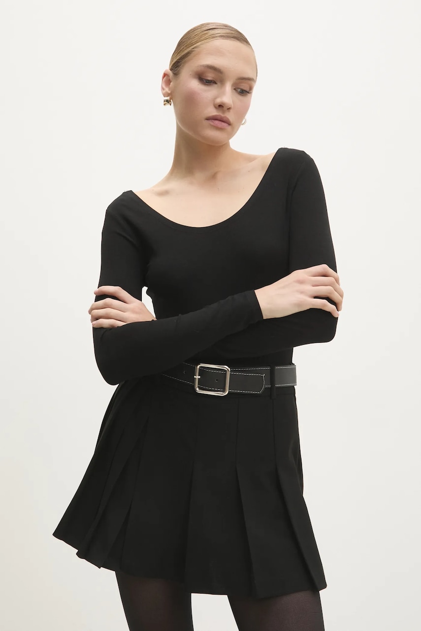 Answear Lab body cu mătase culoarea negru, neted