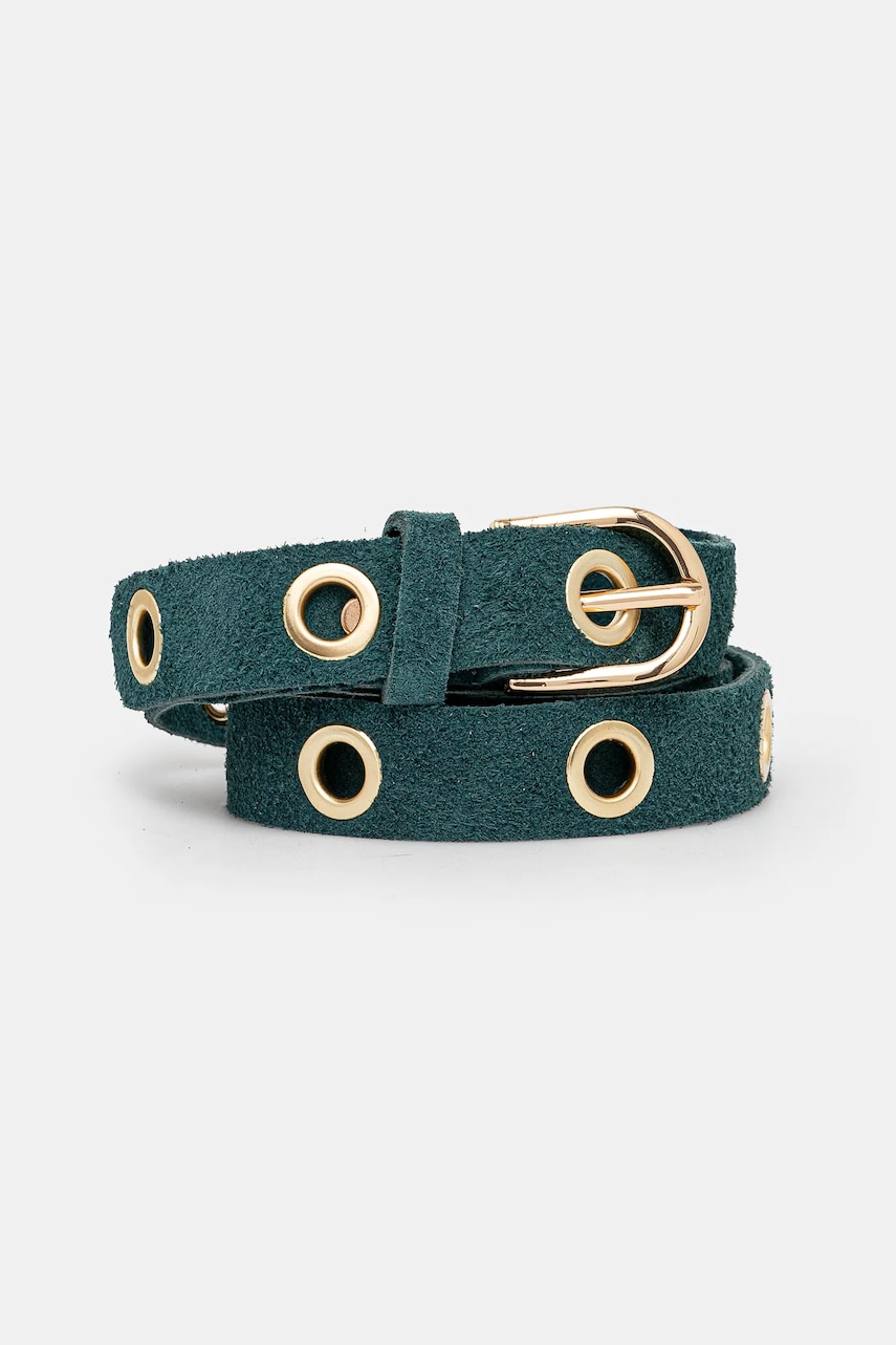 Answear Lab curea din piele intoarsa culoarea verde Answear Lab curea din piele intoarsa culoarea verde