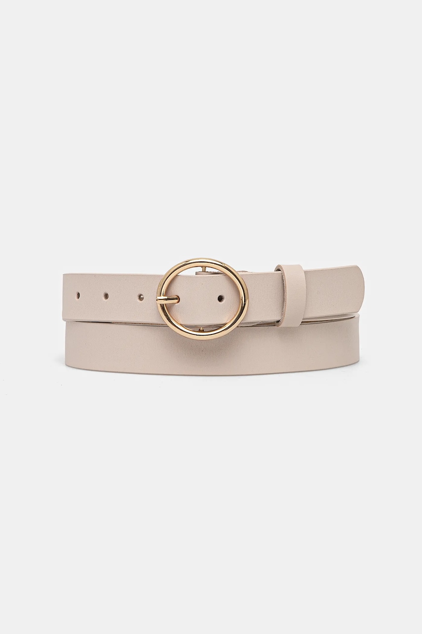 Answear Lab curea de piele femei, culoarea bej