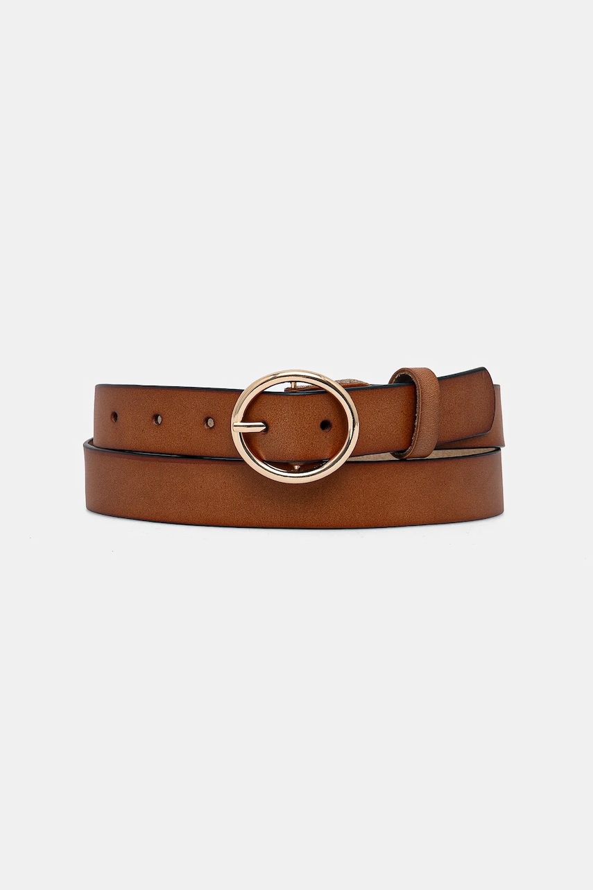 Answear Lab curea de piele femei, culoarea maro