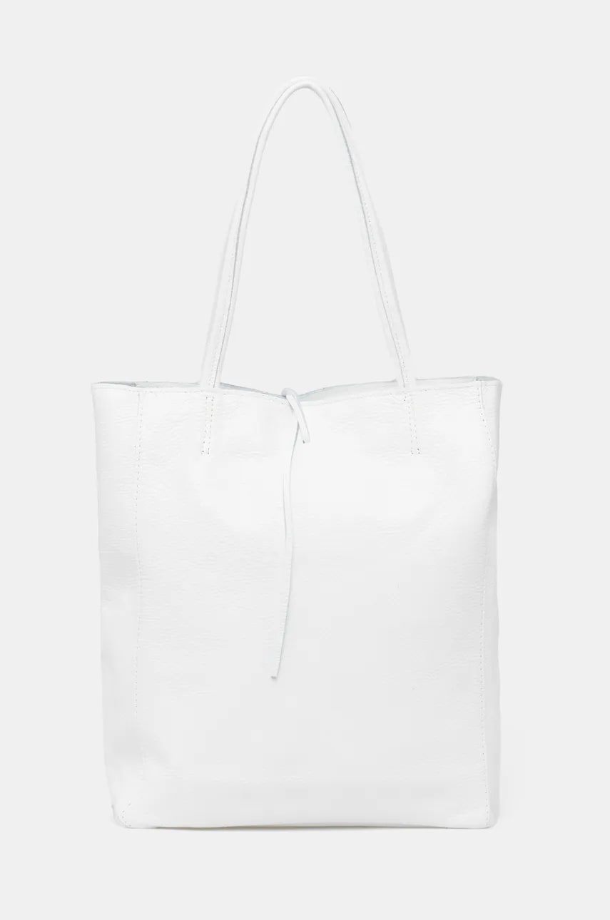 Answear Lab poseta de piele culoarea alb